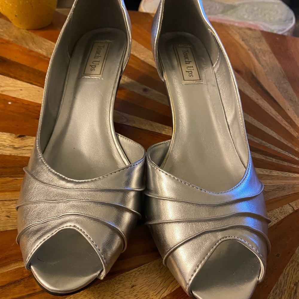 Silver Kitten Heels size 12